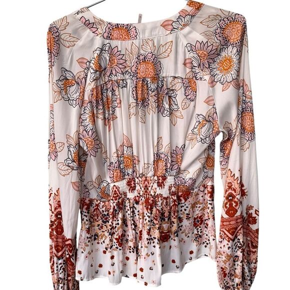 Free People Run Free Blouse Multi floral S - Picture 4 of 5
